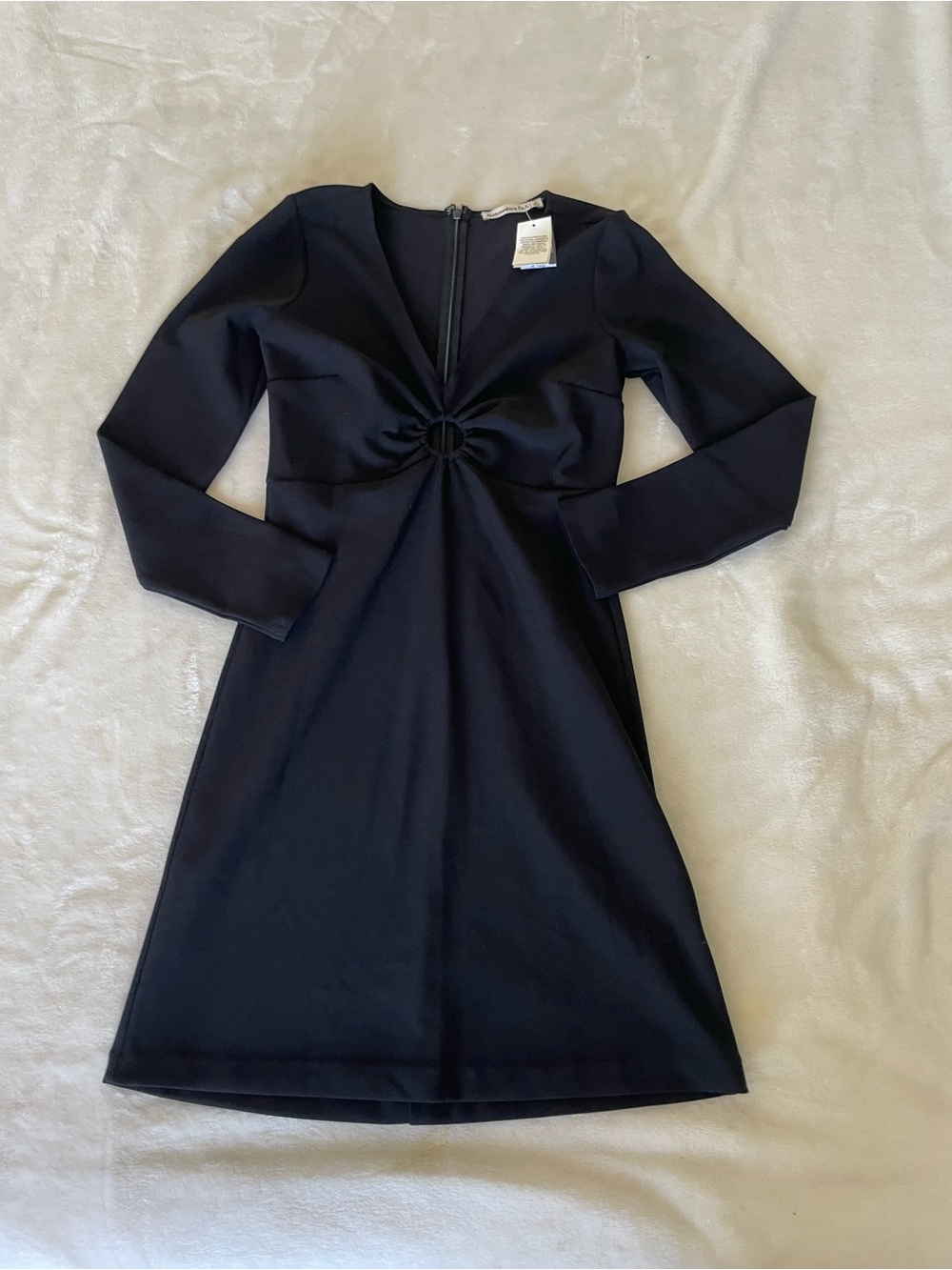 Abercrombie & Fitch Black Long-Sleeve Twist-Knot Dress